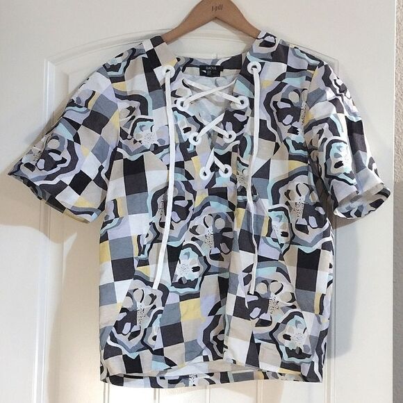 Raoul Women's Size US 10, V-Neck Abstract Multicolor Blouse Top - Picture 3 of 9